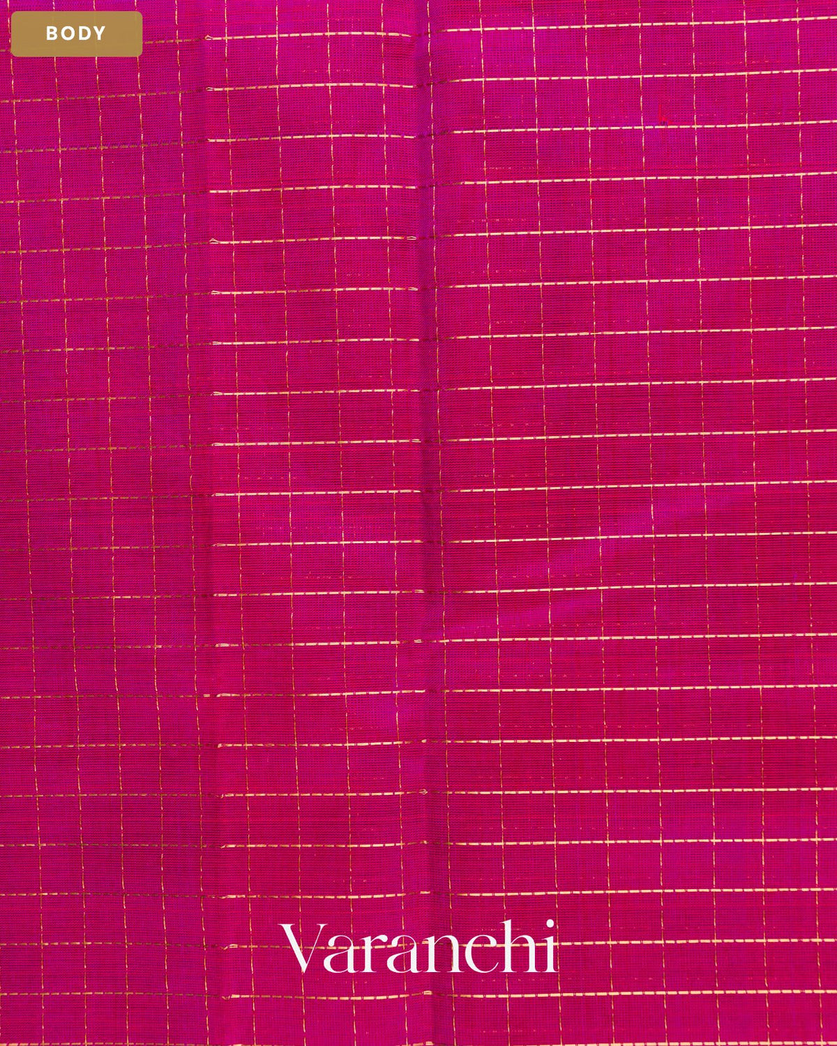Magenta Checks Pure Kanchipuram Silk Cotton Handloom Saree — Body