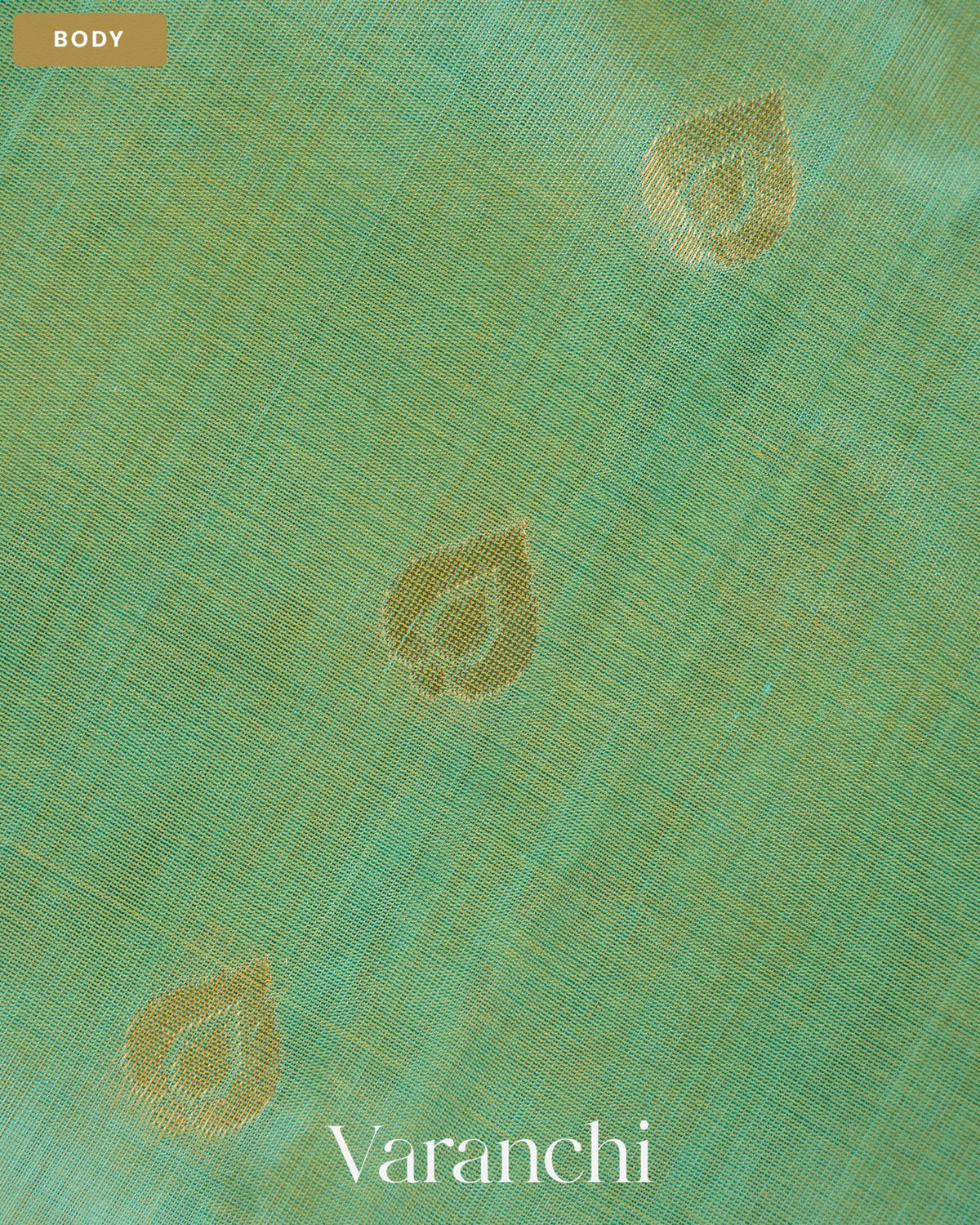 Sea Green Pure Kanchipuram Silk Cotton Handloom Saree — Body