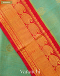 Sea Green Pure Kanchipuram Silk Cotton Handloom Saree — Border