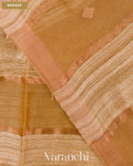 Beige Pure Matka Silk with Pure Muslin Striped Handloom Saree — Border