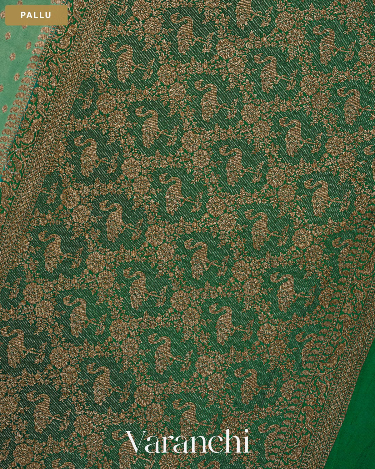 Aqua Blue Pure Crepe Silk Handloom Saree — Pallu
