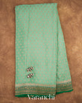 Aqua Blue Pure Crepe Silk Handloom Saree — Full Saree