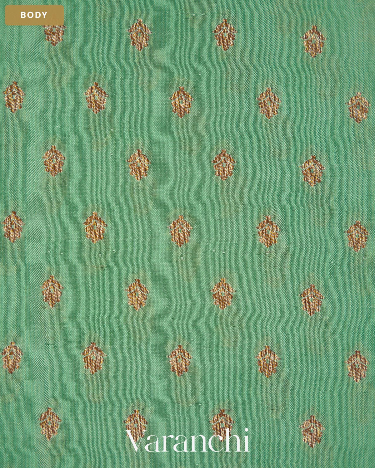 Aqua Blue Pure Crepe Silk Handloom Saree — Body