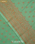 Aqua Blue Pure Crepe Silk Handloom Saree — Border