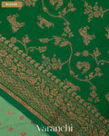 Aqua Blue Pure Crepe Silk Handloom Saree — Blouse