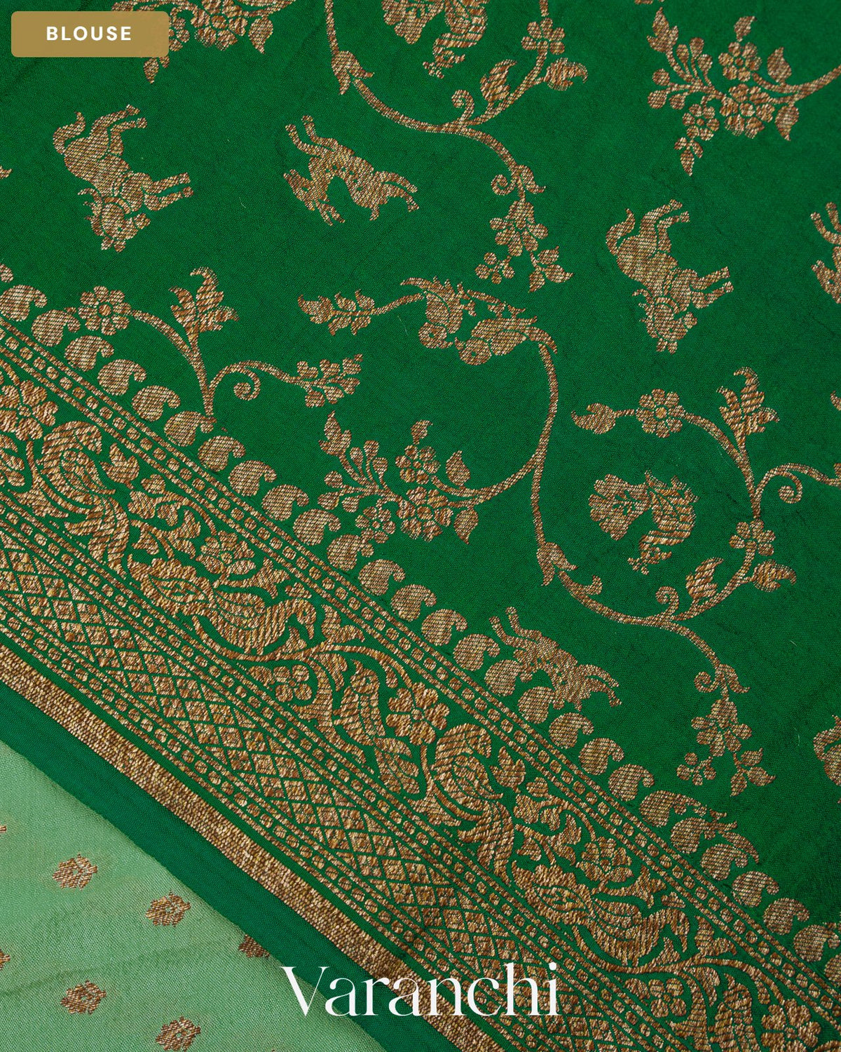 Aqua Blue Pure Crepe Silk Handloom Saree — Blouse