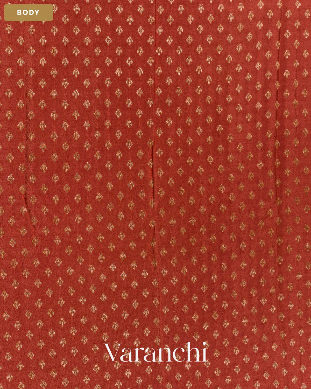 Rust Orange Pure Crepe Silk Handloom Saree — Body