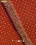 Rust Orange Pure Crepe Silk Handloom Saree — Border