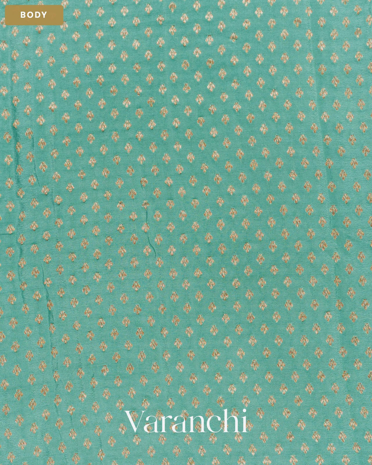 Dusty Blue Butta Pure Crepe Silk Handloom Saree — Body
