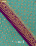 Dusty Blue Butta Pure Crepe Silk Handloom Saree — Border
