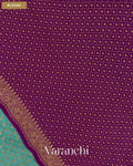 Dusty Blue Butta Pure Crepe Silk Handloom Saree — Blouse