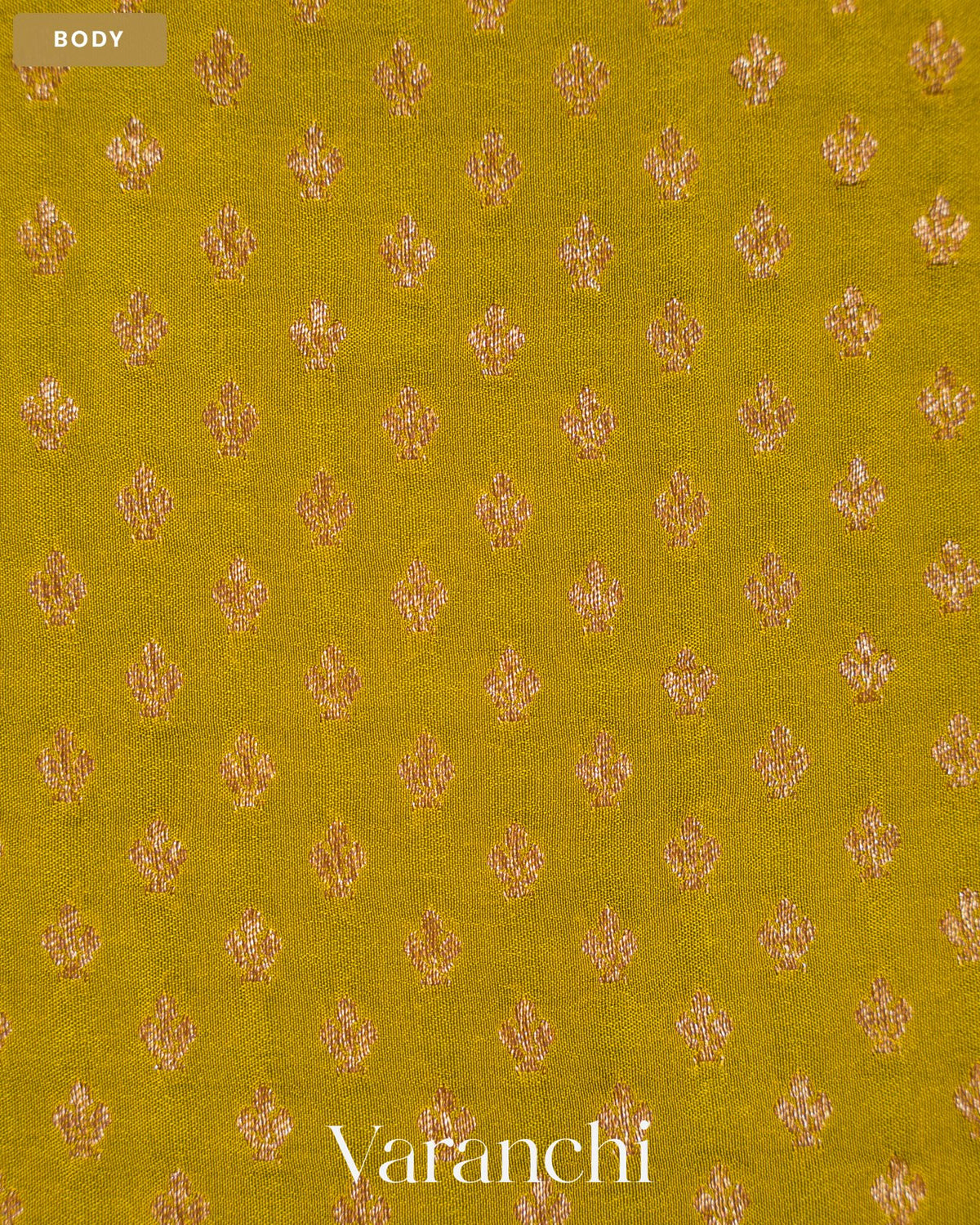Olive Green Pure Crepe Silk Handloom Saree — Body