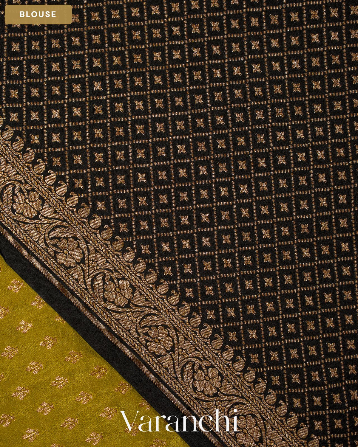 Olive Green Pure Crepe Silk Handloom Saree — Blouse