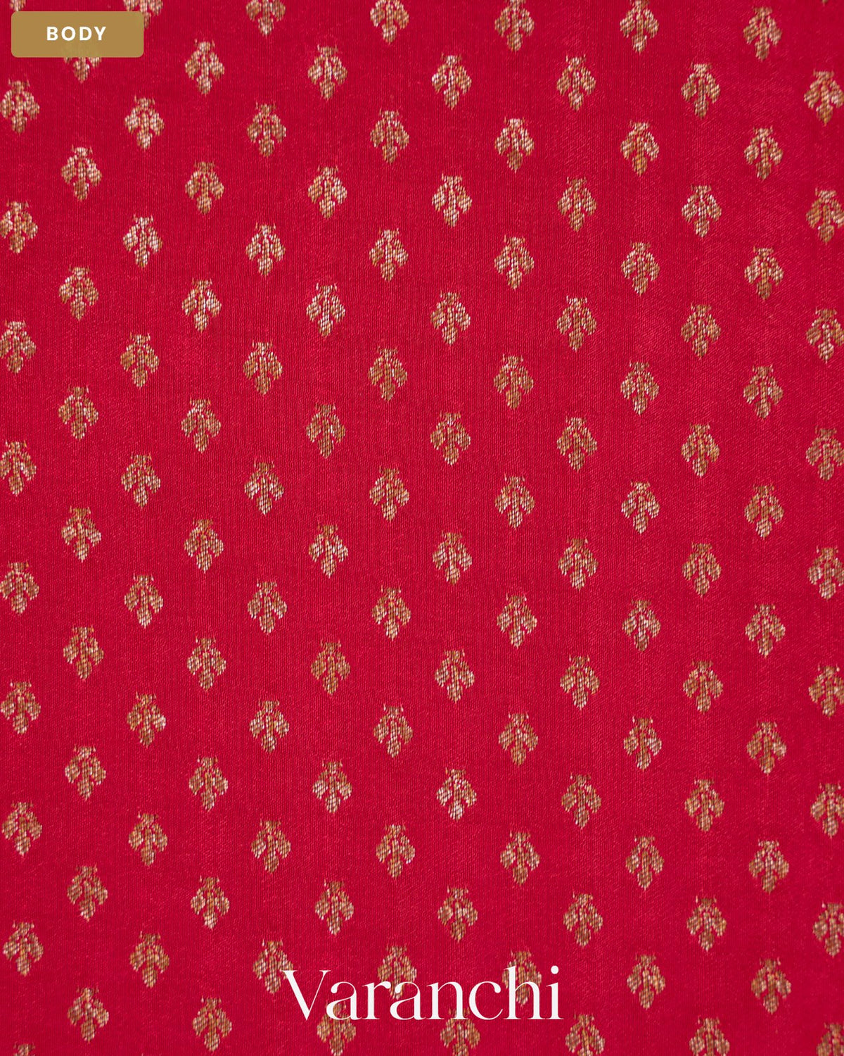 Chilly Red Pure Crepe Silk Handloom Saree — Body