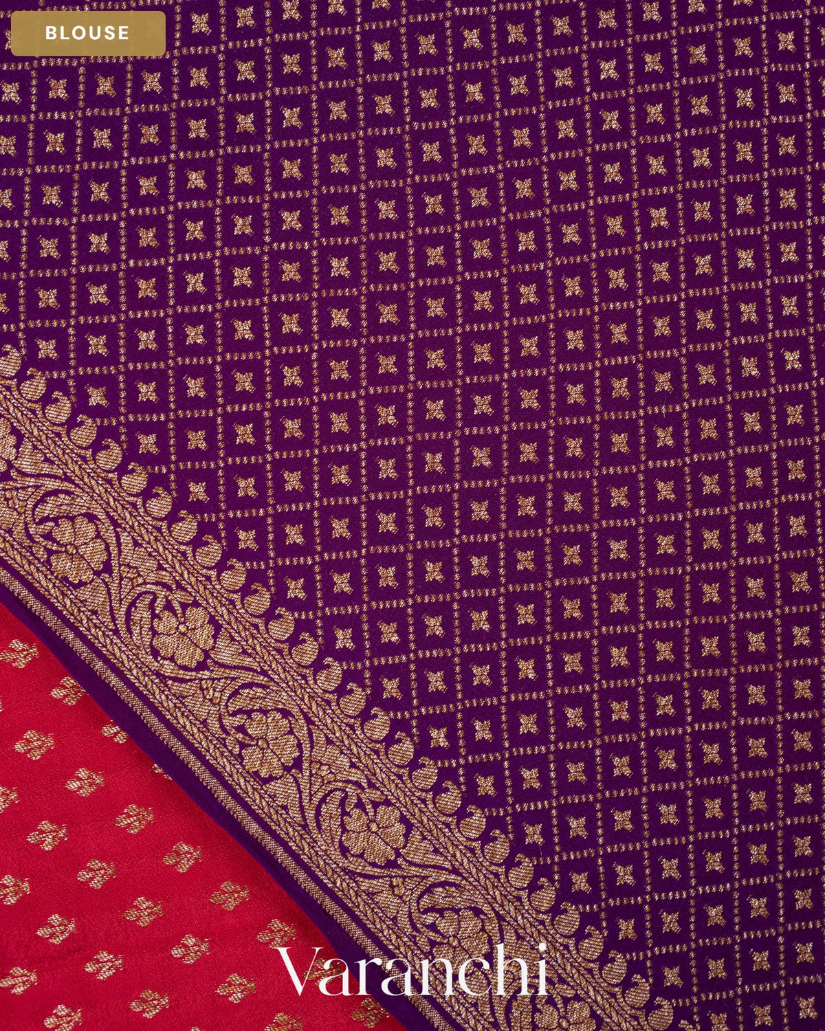 Chilly Red Pure Crepe Silk Handloom Saree — Blouse