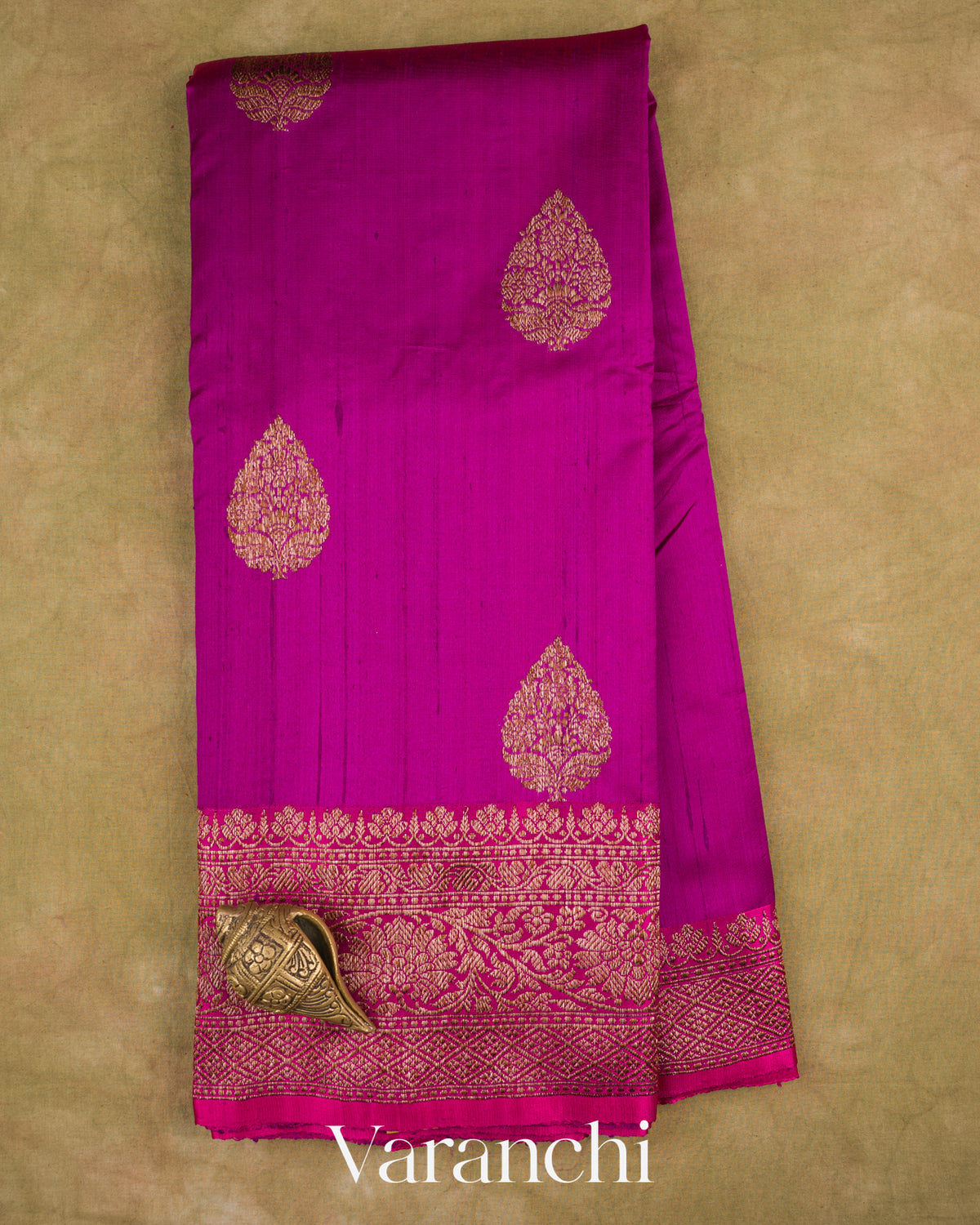 Royal Purple Pure Raw Silk Handloom Saree — Full Saree