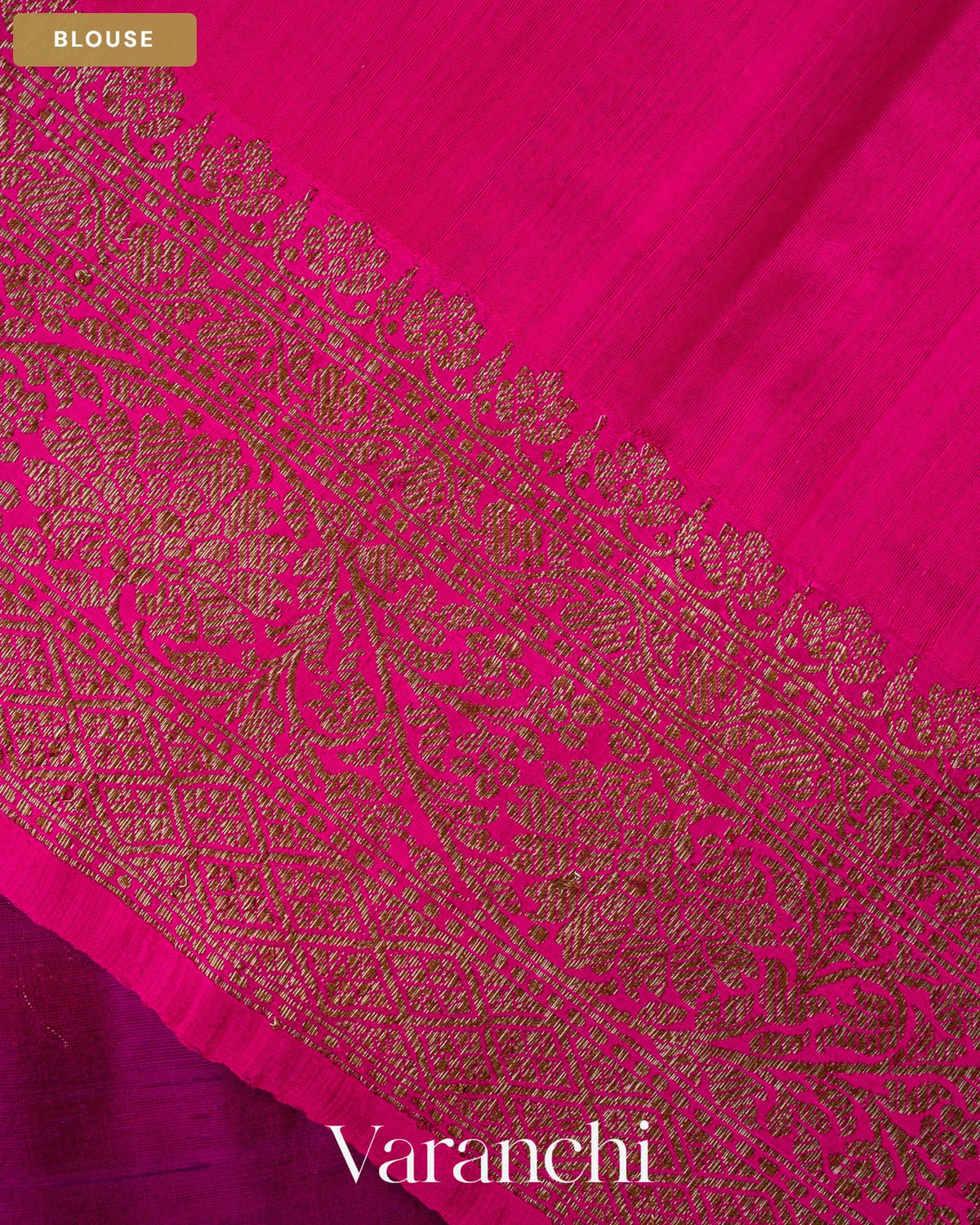 Royal Purple Pure Raw Silk Handloom Saree — Blouse