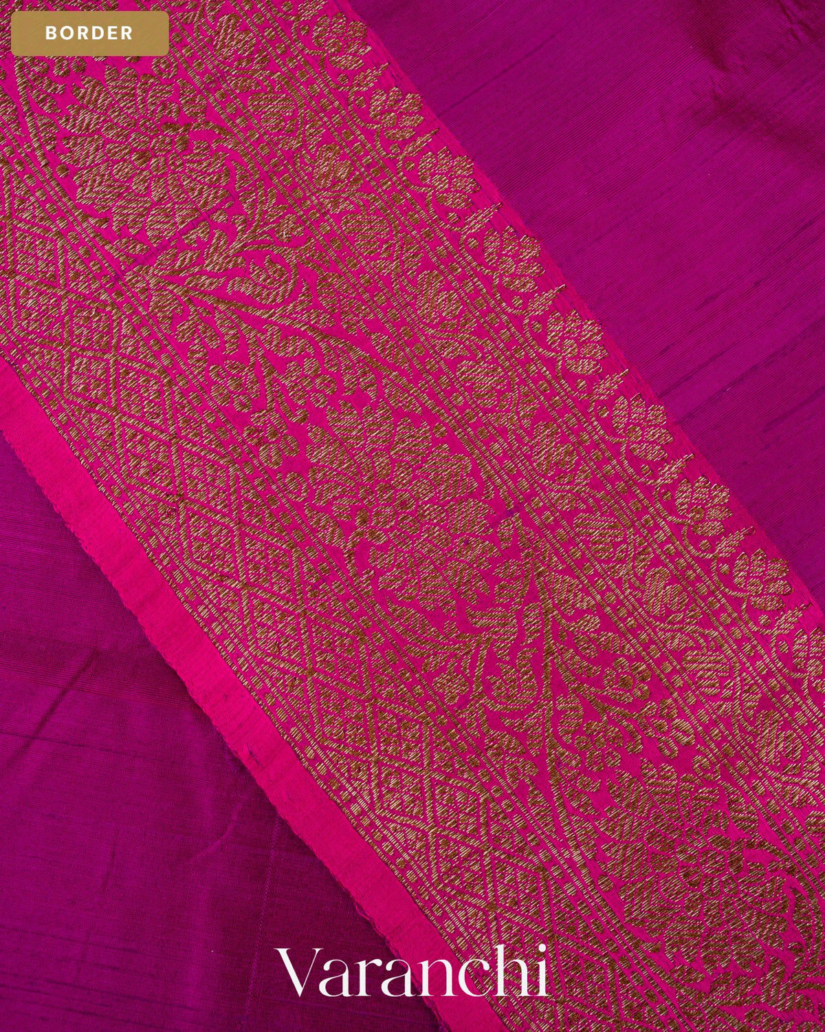 Royal Purple Pure Raw Silk Handloom Saree — Border