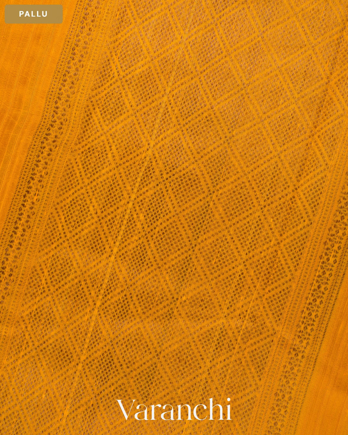 Turmeric Yellow Borderless Pure Raw Silk Handloom Saree — Pallu