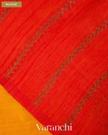 Turmeric Yellow Borderless Pure Raw Silk Handloom Saree — Blouse