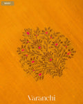 Turmeric Yellow Borderless Pure Raw Silk Handloom Saree — Body