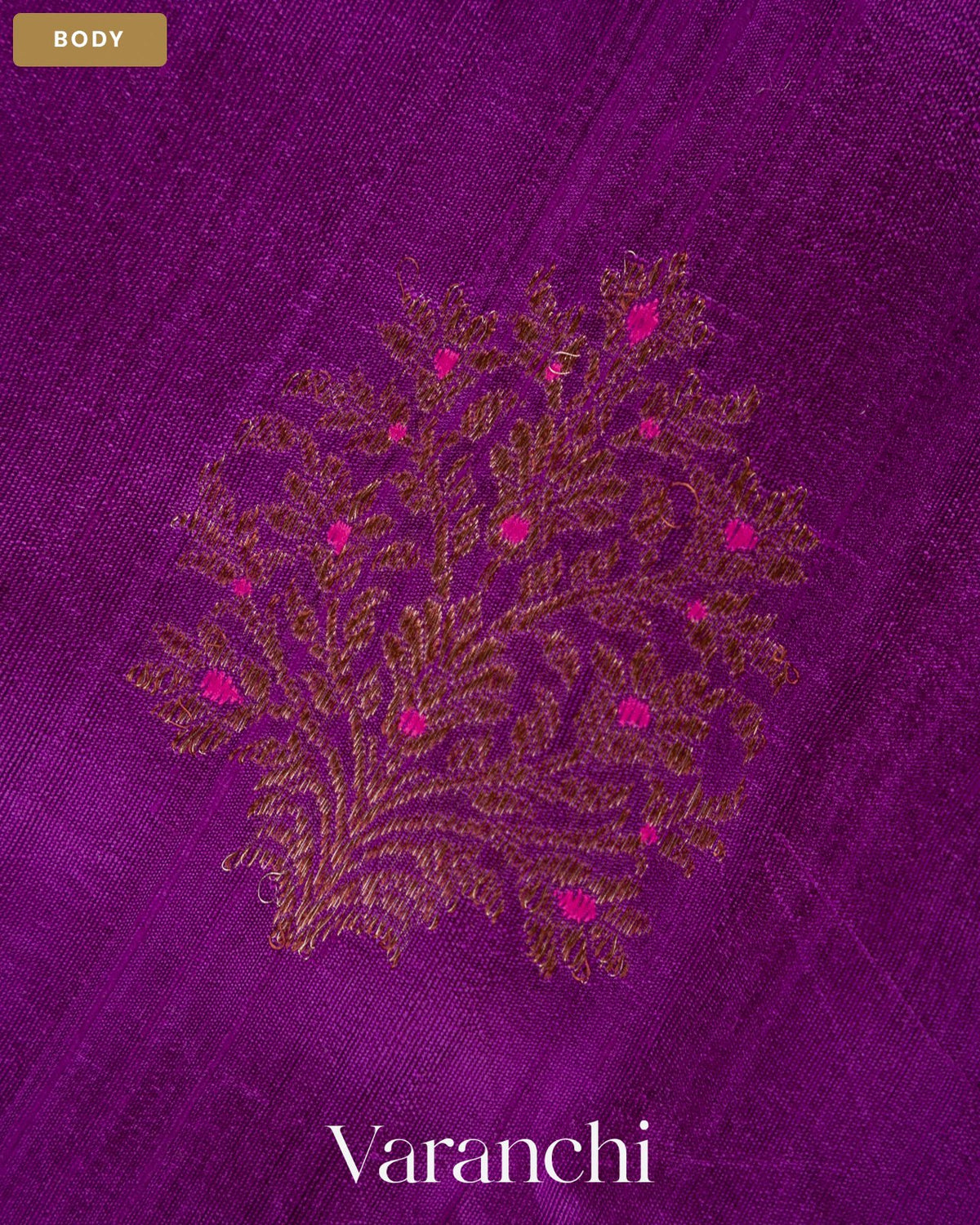 Violet Purple Borderless Pure Raw Silk Handloom Saree — Body