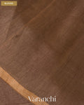 Brown Lotus Jamdani Pure Silk Linen Handloom Saree — Blouse
