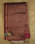 Deep Maroon Pure Muslin Sequin Handloom Saree — Full Saree