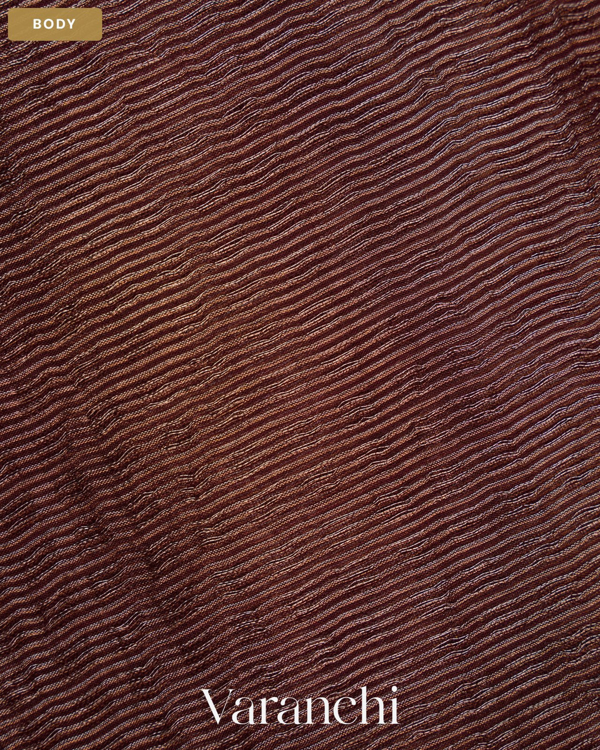 Deep Maroon Pure Muslin Sequin Handloom Saree — Body