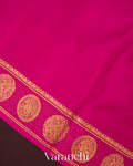 Coffee Brown Medallion Bordered Pure Mysore Crepe Silk Saree