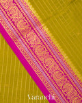 Mehendi Green Checkered Pure Mysore Crepe Silk Saree
