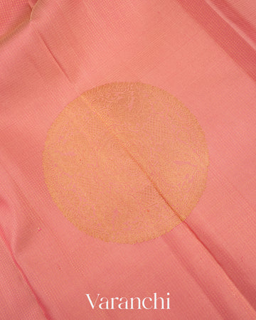 Baby Pink Vaira Oosi Pure Kanchipuram Silk Handloom Saree