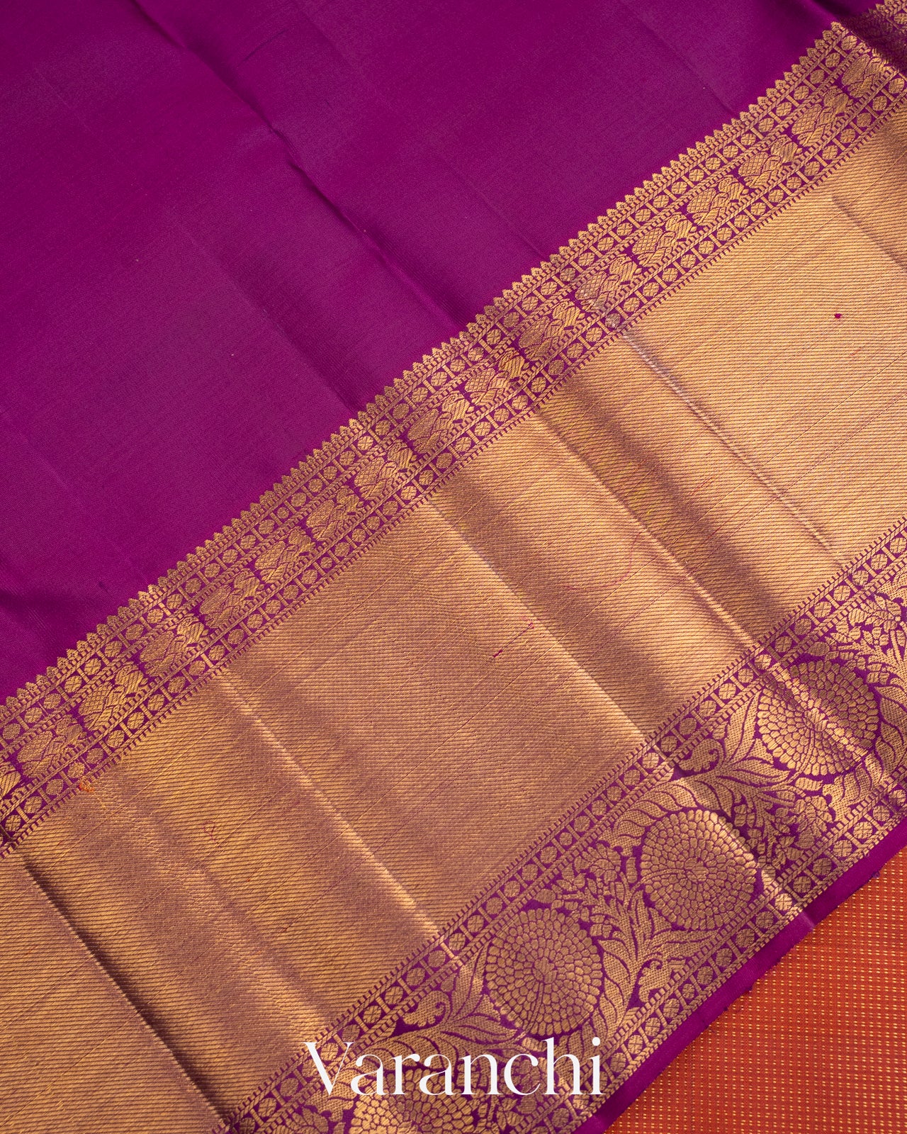 Brick Orange Vaira Oosi Pure Kanchipuram Silk Handloom Saree