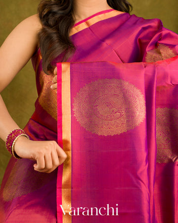 Deep Magenta Pure Kanchipuram Silk Handloom Saree