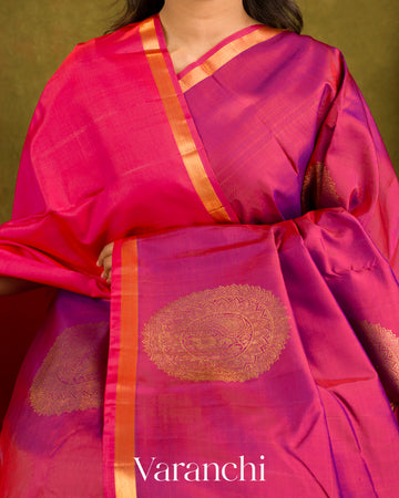 Deep Magenta Pure Kanchipuram Silk Handloom Saree
