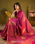 Deep Magenta Pure Kanchipuram Silk Handloom Saree