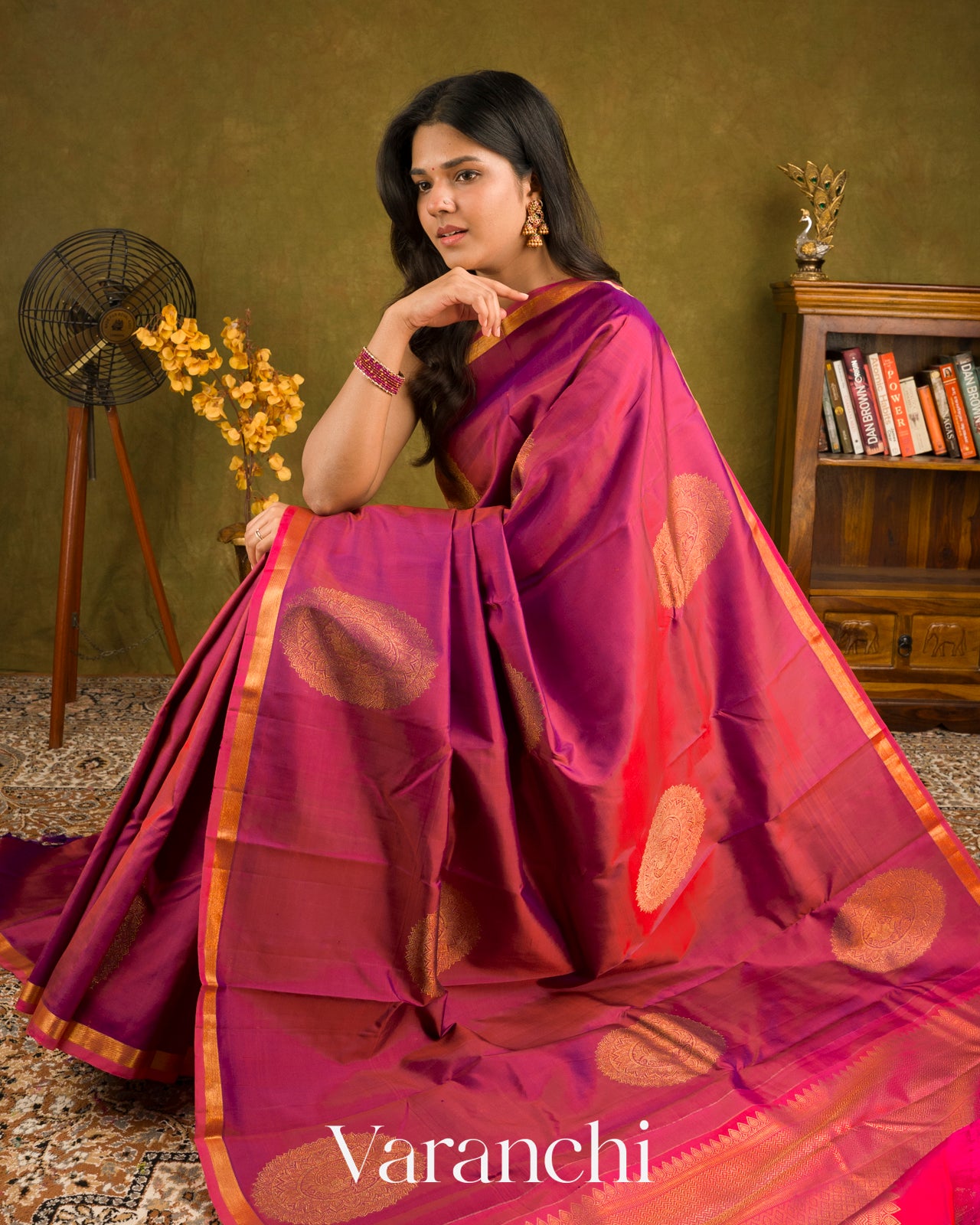Deep Magenta Pure Kanchipuram Silk Handloom Saree