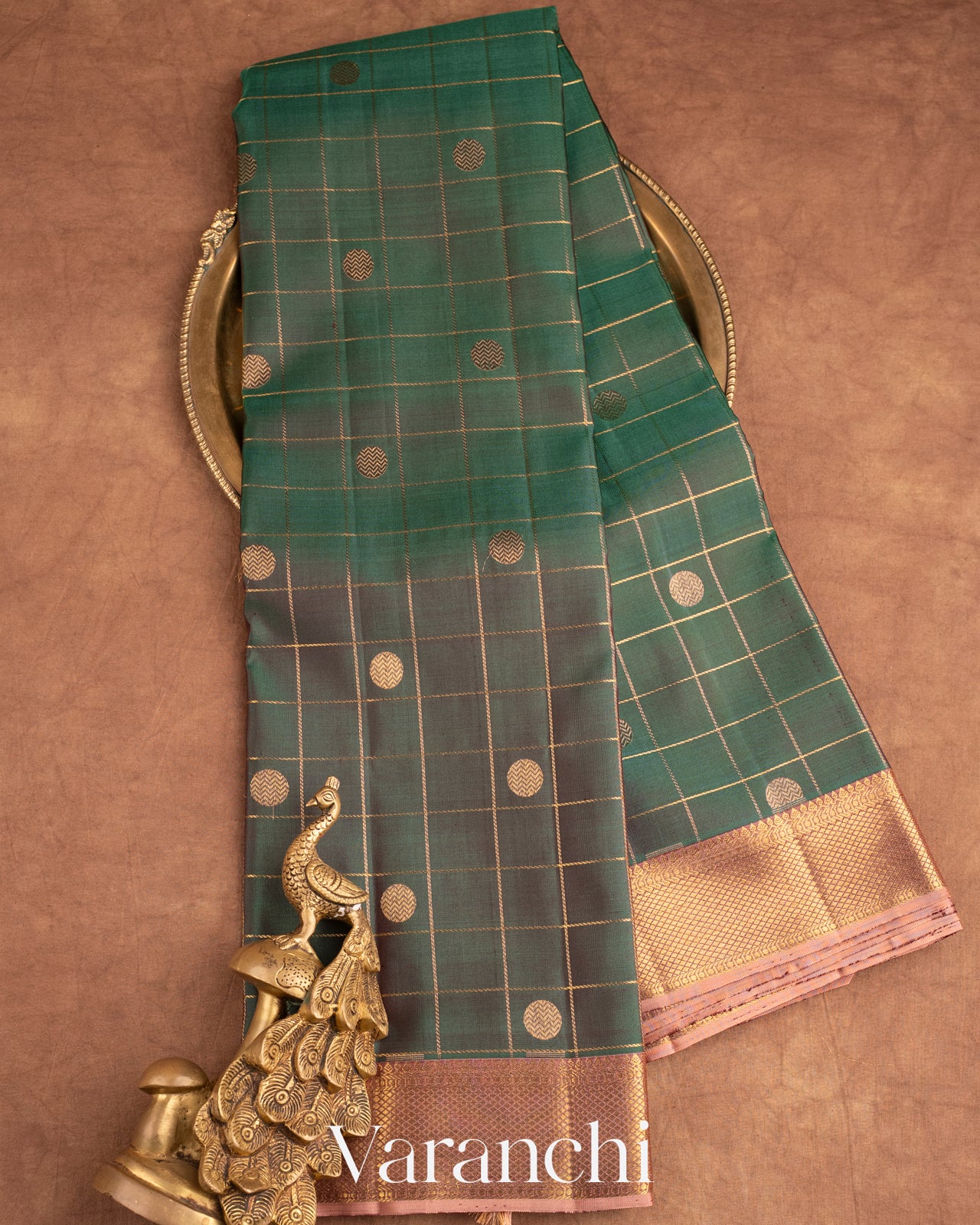 Earthy Green Pure Kanchipuram Silk Handloom Saree