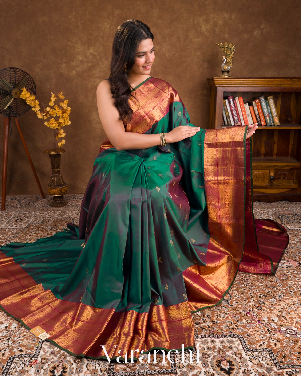 Emerald Green Pure Kanchipuram Silk Handloom Saree