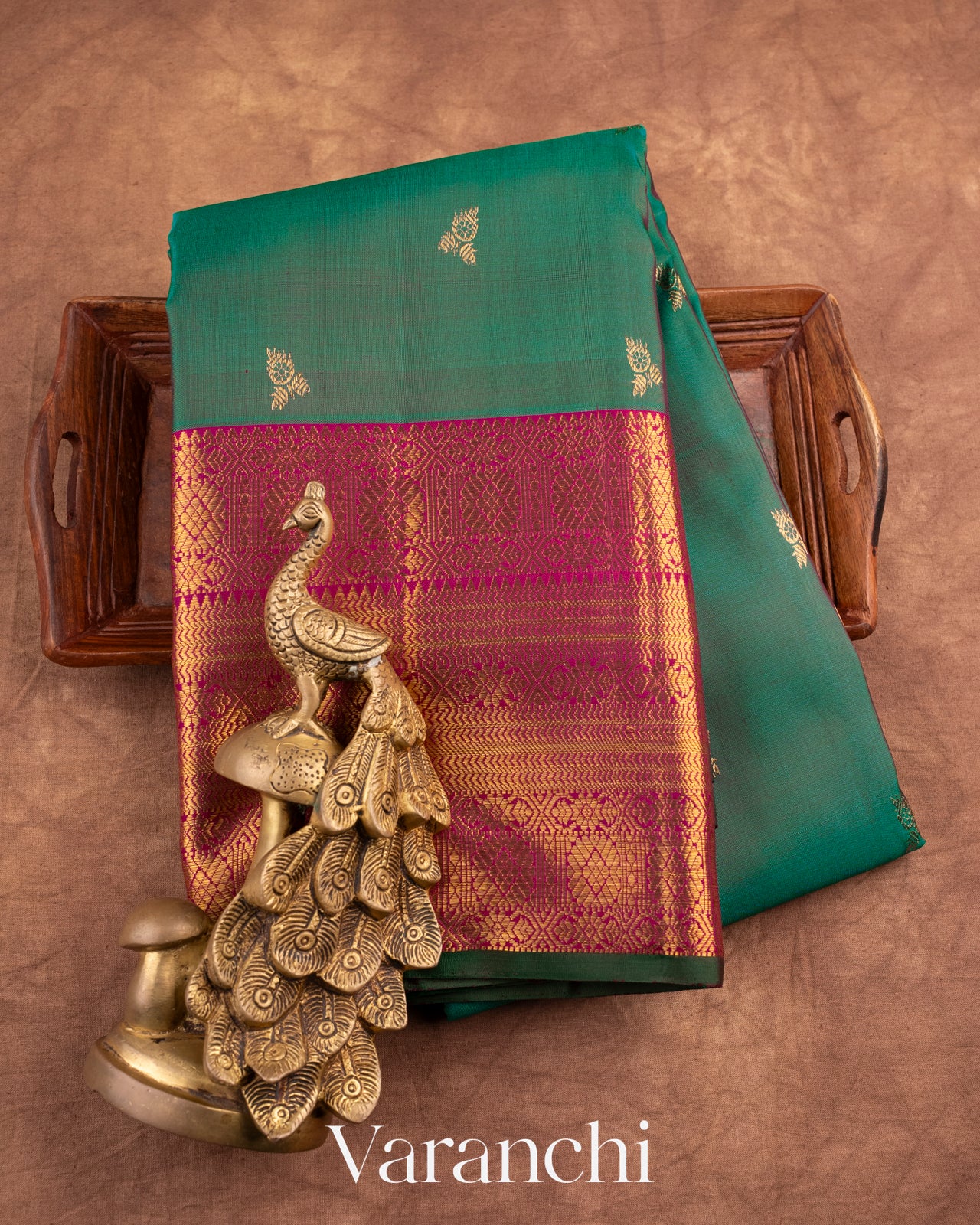 Emerald Green Pure Kanchipuram Silk Handloom Saree