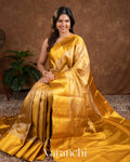 Golden Heavy Brocade Pure Tissue Kanchipuram Silk Saree
