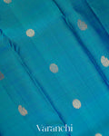 Deep Turquoise Blue Pure Kanchipuram Silk Handloom Saree