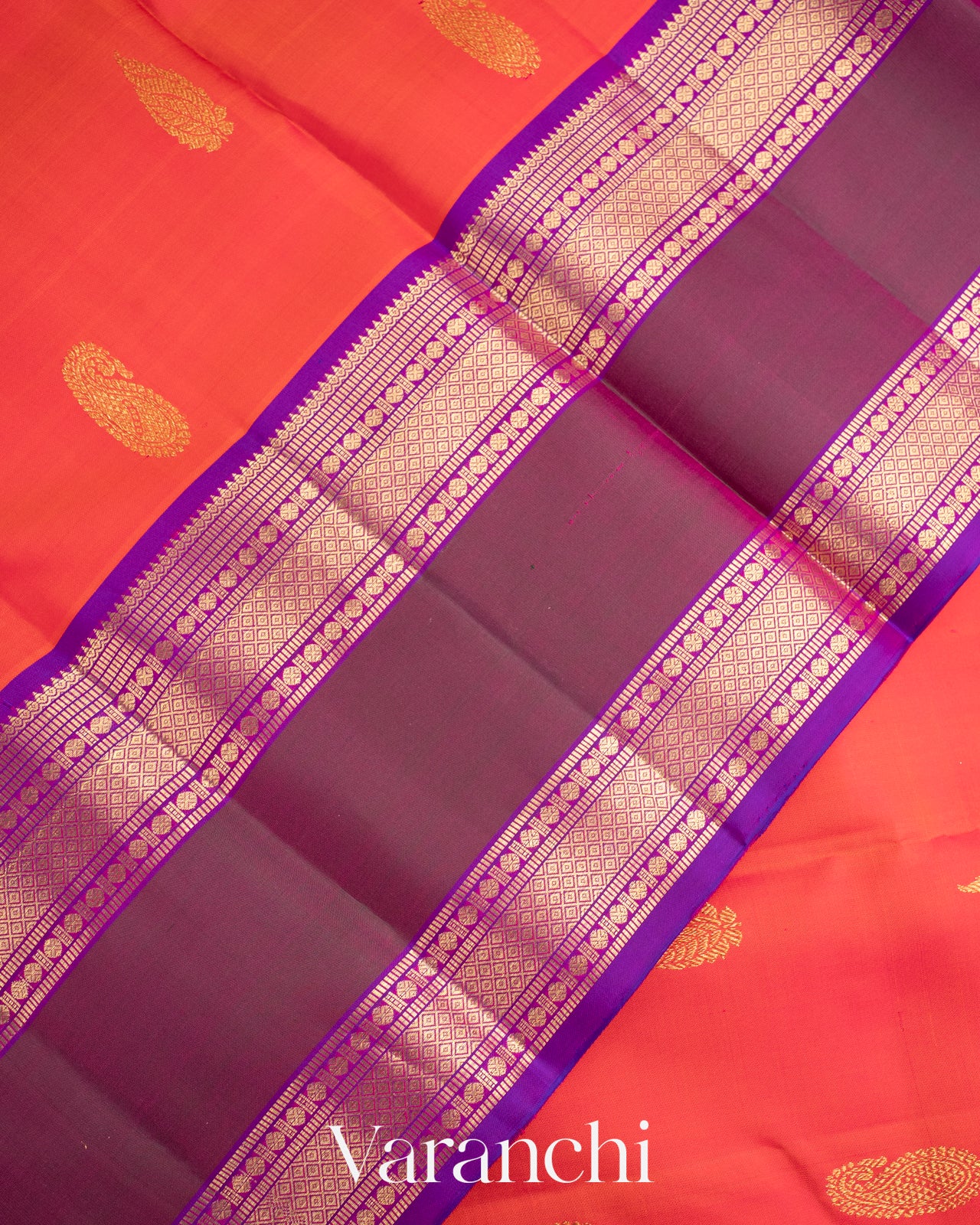 Reddish Pink Pure Kanchipuram Silk Handloom Saree