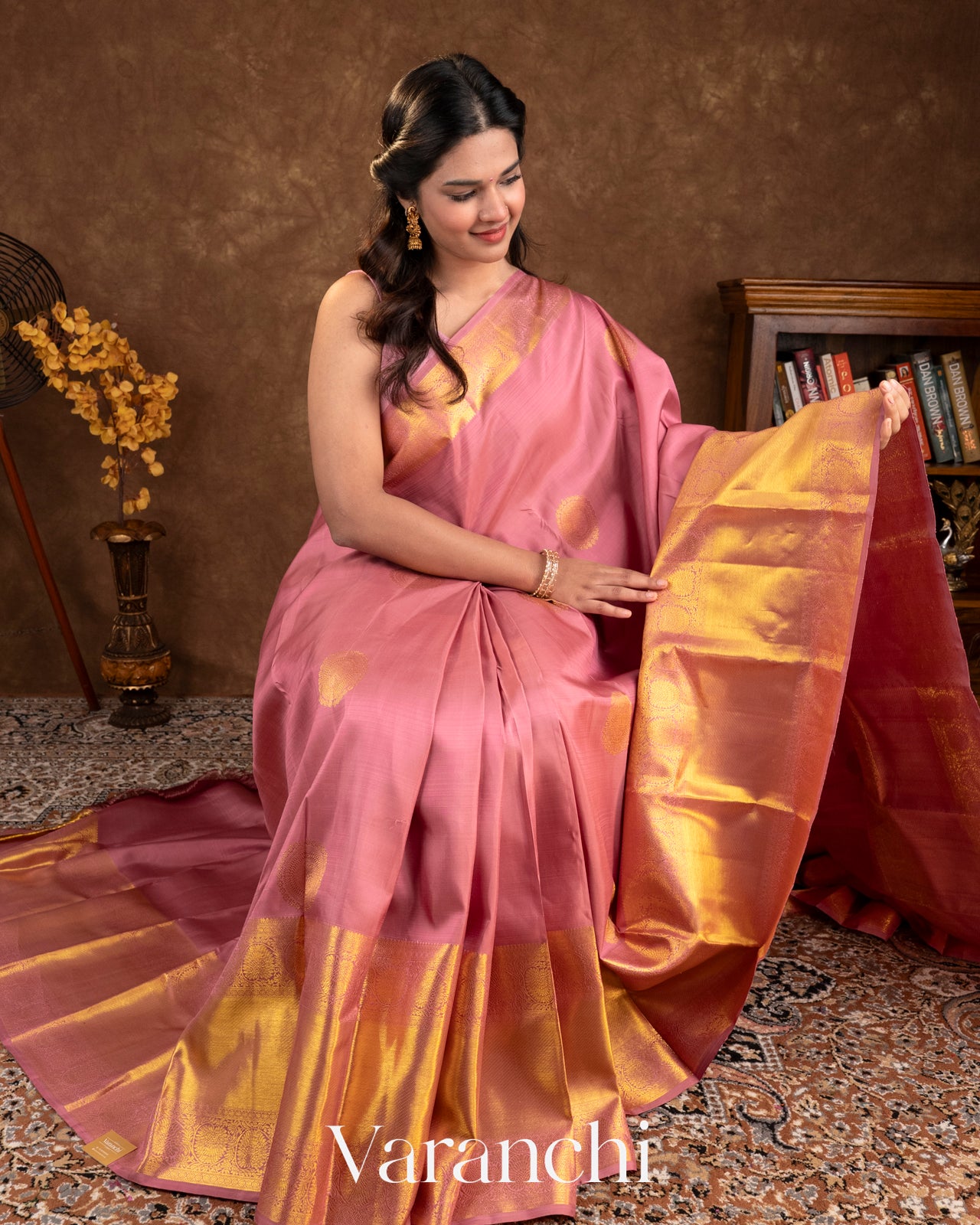 Lotus Pink Pure Kanchipuram Silk Handloom Saree