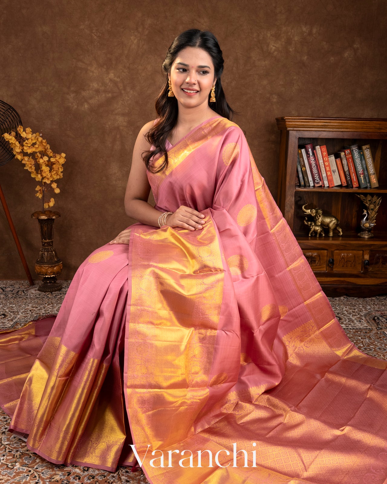 Lotus Pink Pure Kanchipuram Silk Handloom Saree