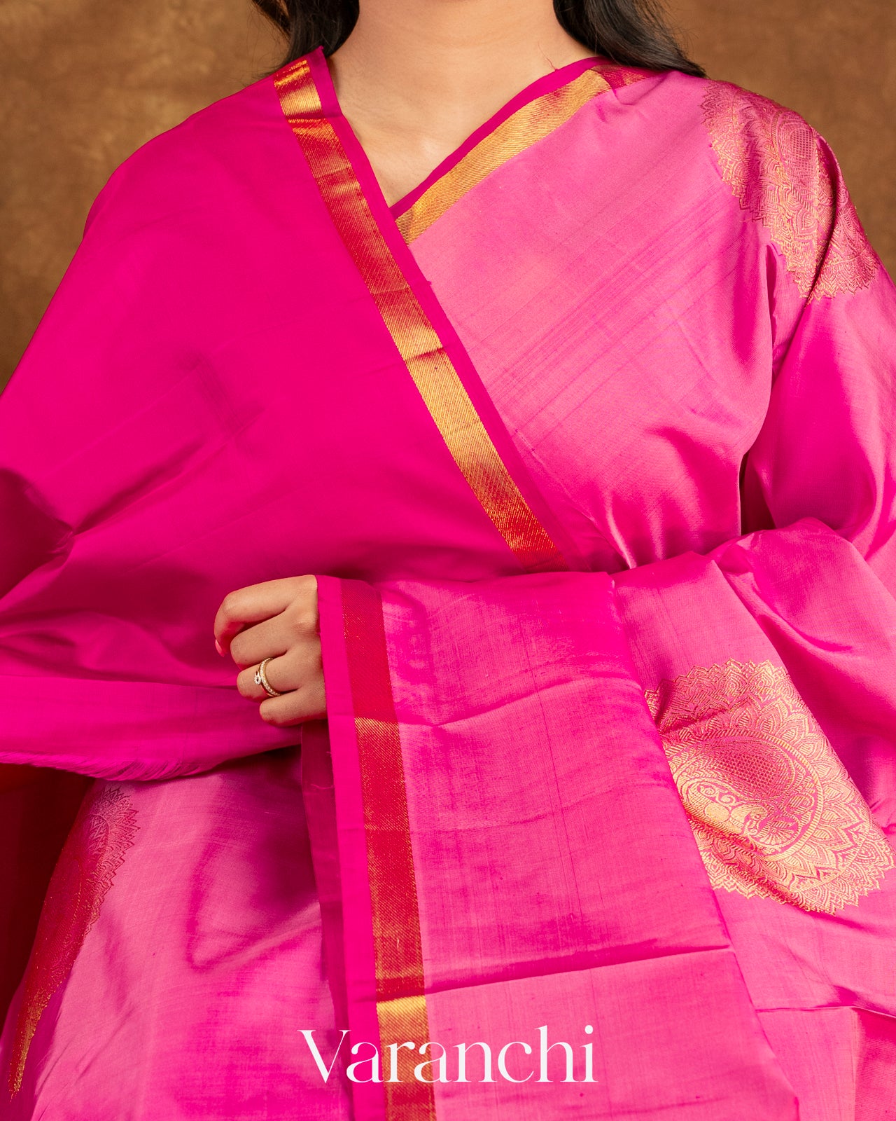 Rose Pink Pure Kanchipuram Silk Handloom Saree