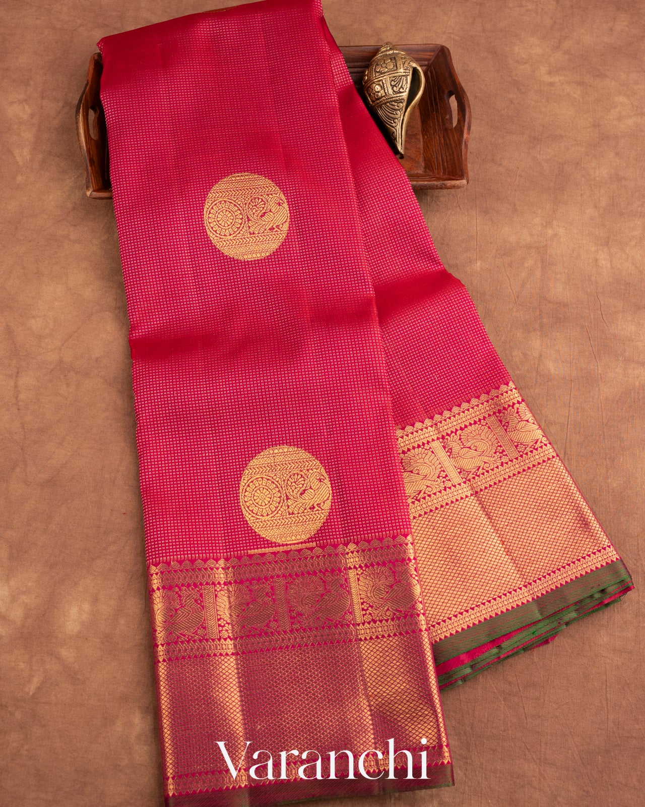 Maroon Vaira Oosi Pure Kanchipuram Silk Handloom Saree