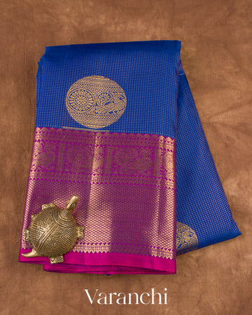 Royal Blue Pure Kanchipuram Silk Handloom Saree