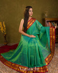 Bright Emerald Green Pure Kanchipuram Silk Cotton Handloom Saree