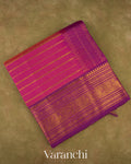 Magenta Stripes Pure Kanchipuram Silk Cotton Handloom Saree